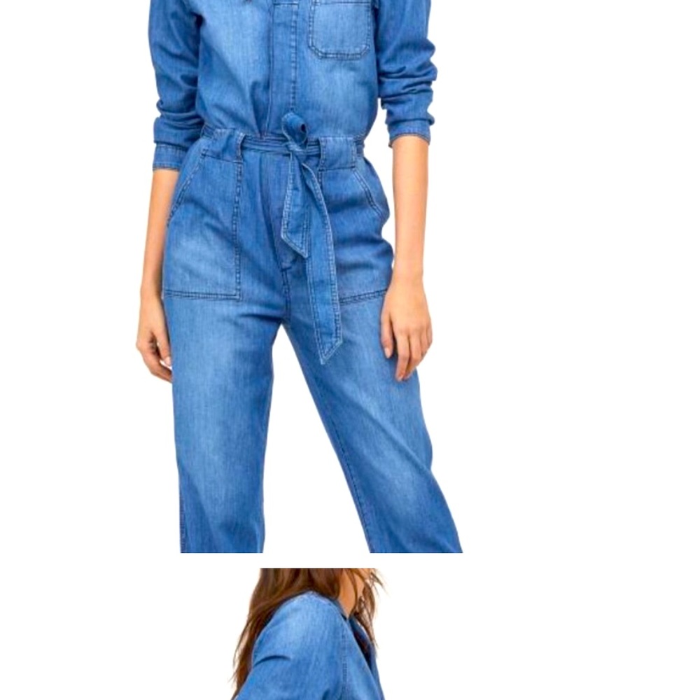 Denim chambray jumpsuit